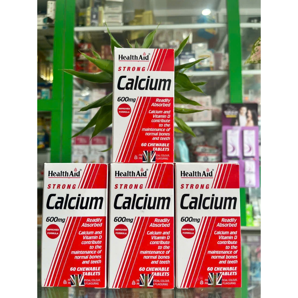 Strong Calcium Healthaid - Canxi hàm lượng cao, tăng hấp thu, giảm táo bón - 60v - NT Bình An
