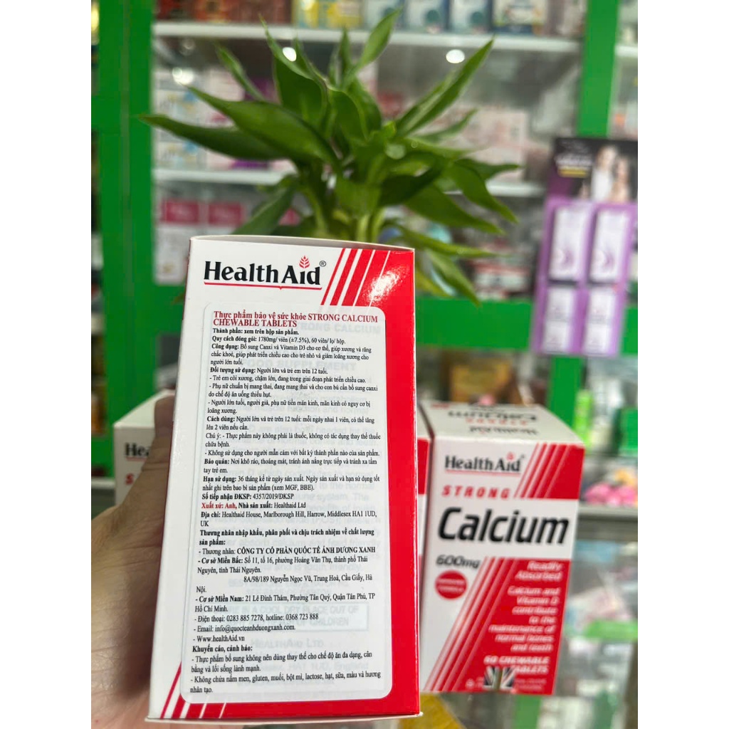 Strong Calcium Healthaid - Canxi hàm lượng cao, tăng hấp thu, giảm táo bón - 60v - NT Bình An