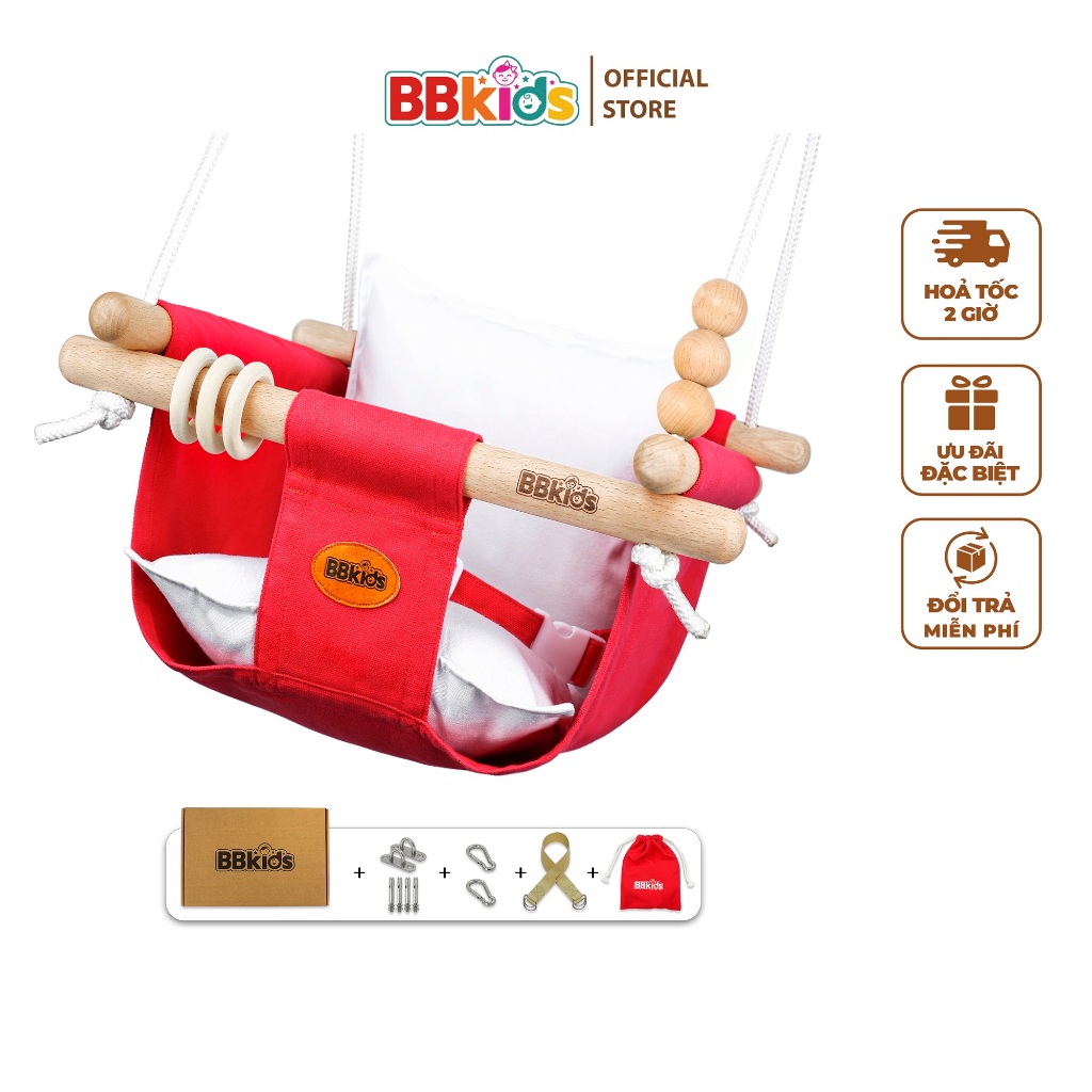 BBkids Xích Đu An Toàn Cho Bé Từ 6 Tháng, Đầy Đủ Phụ Kiện Lắp Ráp, Trong Nhà Và Ngoài Trời - BB021