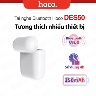 Tai nghe bluetooth V5.0 Hoco DES50 ,chạm cảm ứng, pin 350mAh, sử dụng 4h,  mở nắp kết nối thông minh