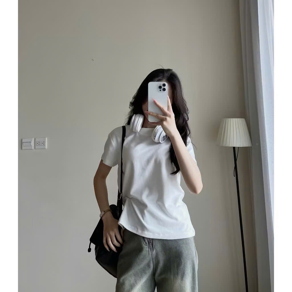 Áo thun baby tee nữ trơn basic ngắn tay cổ bo chun chất cotton mềm thoáng mát thấm hút mồ hôi - BBT | BigBuy360 - bigbuy360.vn