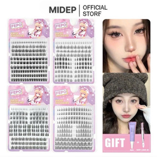  Bộ lông mi giả MIDEP 5-12mm Hỗn Hợp 10 Hàng Dày Cong Tự Nhiên   tặng kèm keo và nhíp  