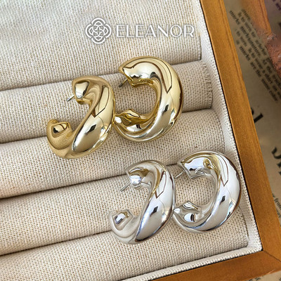 Bông tai nữ chuôi bạc 925 Eleanor Accessories viền trơn phụ kiện trang sức khuyên tai basic 8244