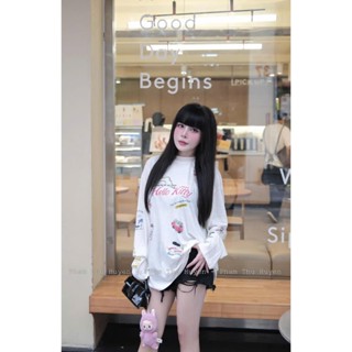 A141 Áo Nữ Dài Tay Mùa Thu Sang Chảnh Dáng Giấu Quần Cotton Thoáng Mát 2Size 40-70kg ÁO HOẠT HÌNH KITTY Ô TÔ DÀI TAY 2M