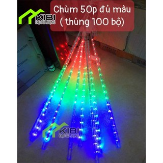 Đèn led mưa sao băng, đèn trang trí ngoài trời bộ 8 ống dài 50cm