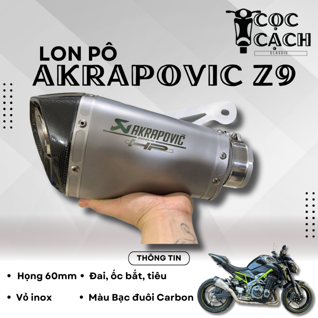 Pô Akrapovic Đùi Gà Lớn Họng 60mm - 51mm <DPOL>