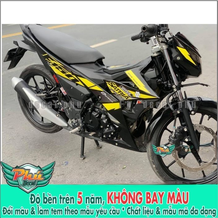 Tem rời Satria vàng đen nhám (B)