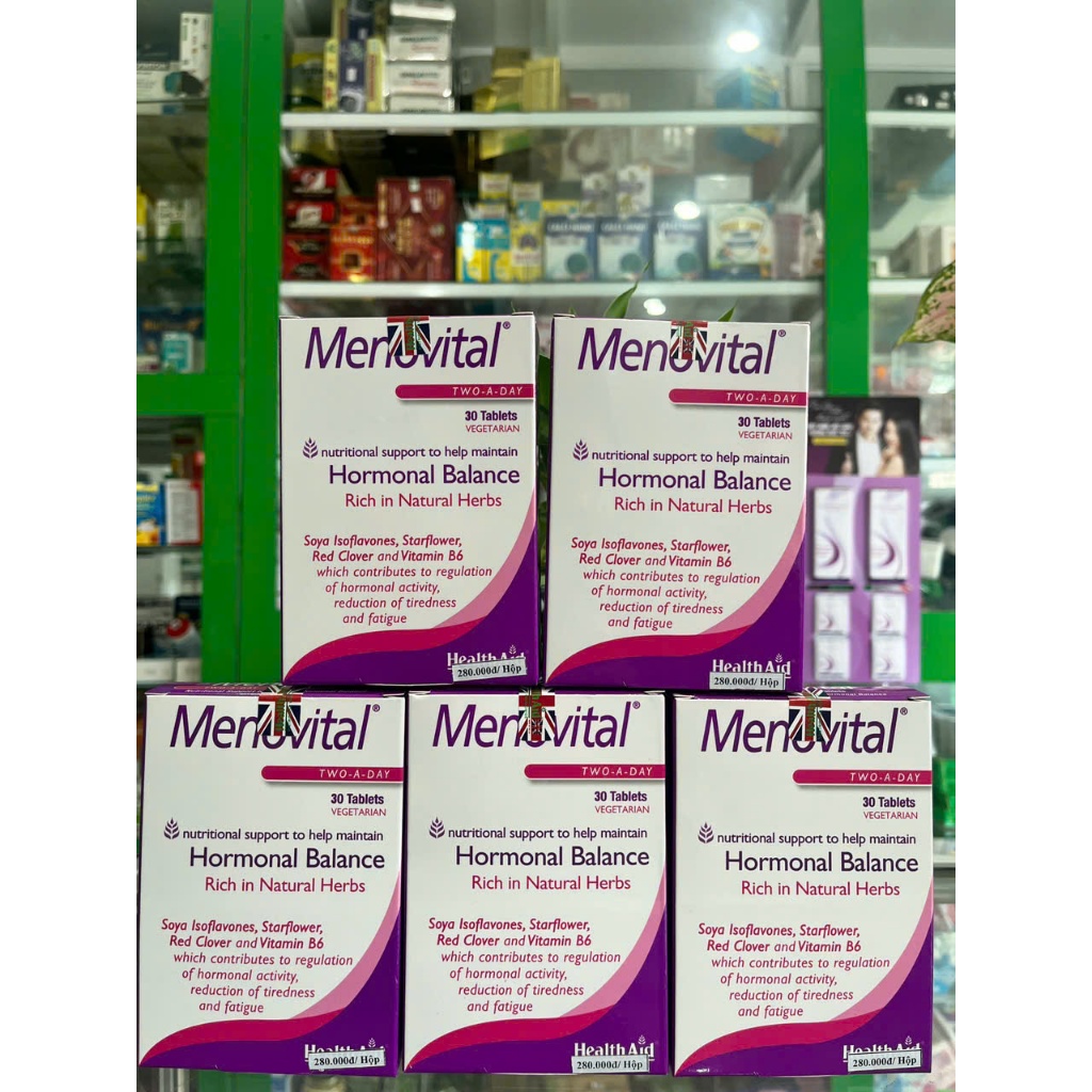 Menovital - Tinh dầu hoa anh thảo, lưu ly...thuần chay cân bằng nội tiết - 30v - NT Bình An