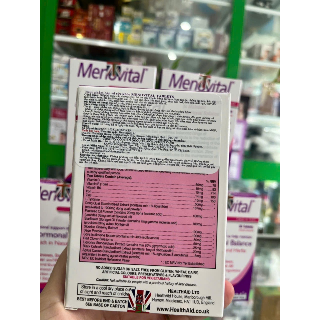 Menovital - Tinh dầu hoa anh thảo, lưu ly...thuần chay cân bằng nội tiết - 30v - NT Bình An