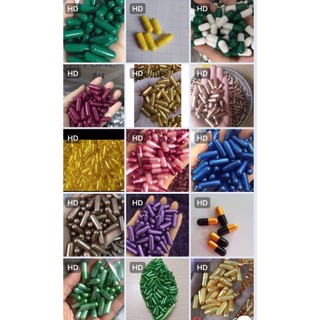 500 vỏ nang gelatin size 0, viên nang rỗng trong suốt, vỏ nang màu xanh lá, vỏ con nhộng trắng sữa, viên con nhộng đỏ
