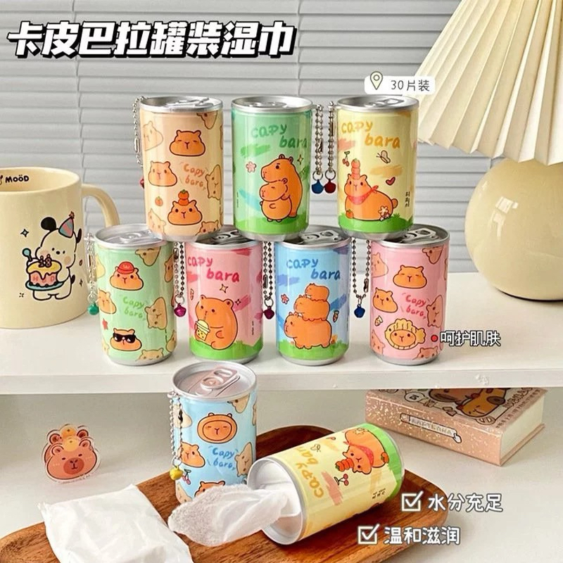 Khăn Giấy Ướt Dạng Lon Mẫu CapyBara Có Hương Thơm Dịu Nhẹ