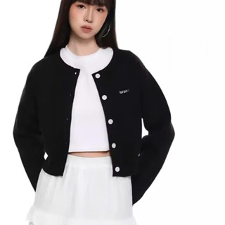 Áo Khoác Len Dêt Kim, áo Len Cardigan Dáng Ngắn Kèm Tag Ngực, Áo Cài Nút Phong Cách Pháp Thời Trang Nữ | Smide Clothing
