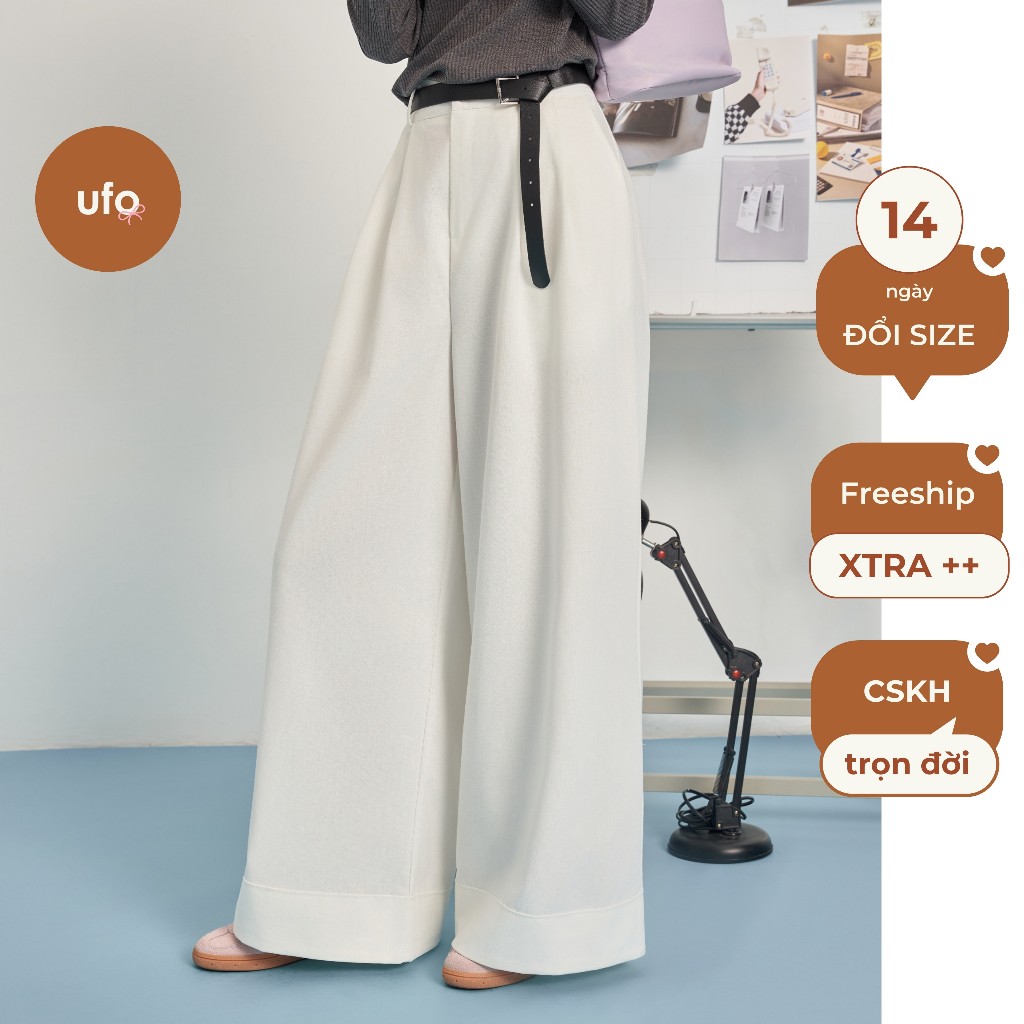 Quần ống rộng linen dày gấp gấu Folded Ola Trousers - ufo.thebasic