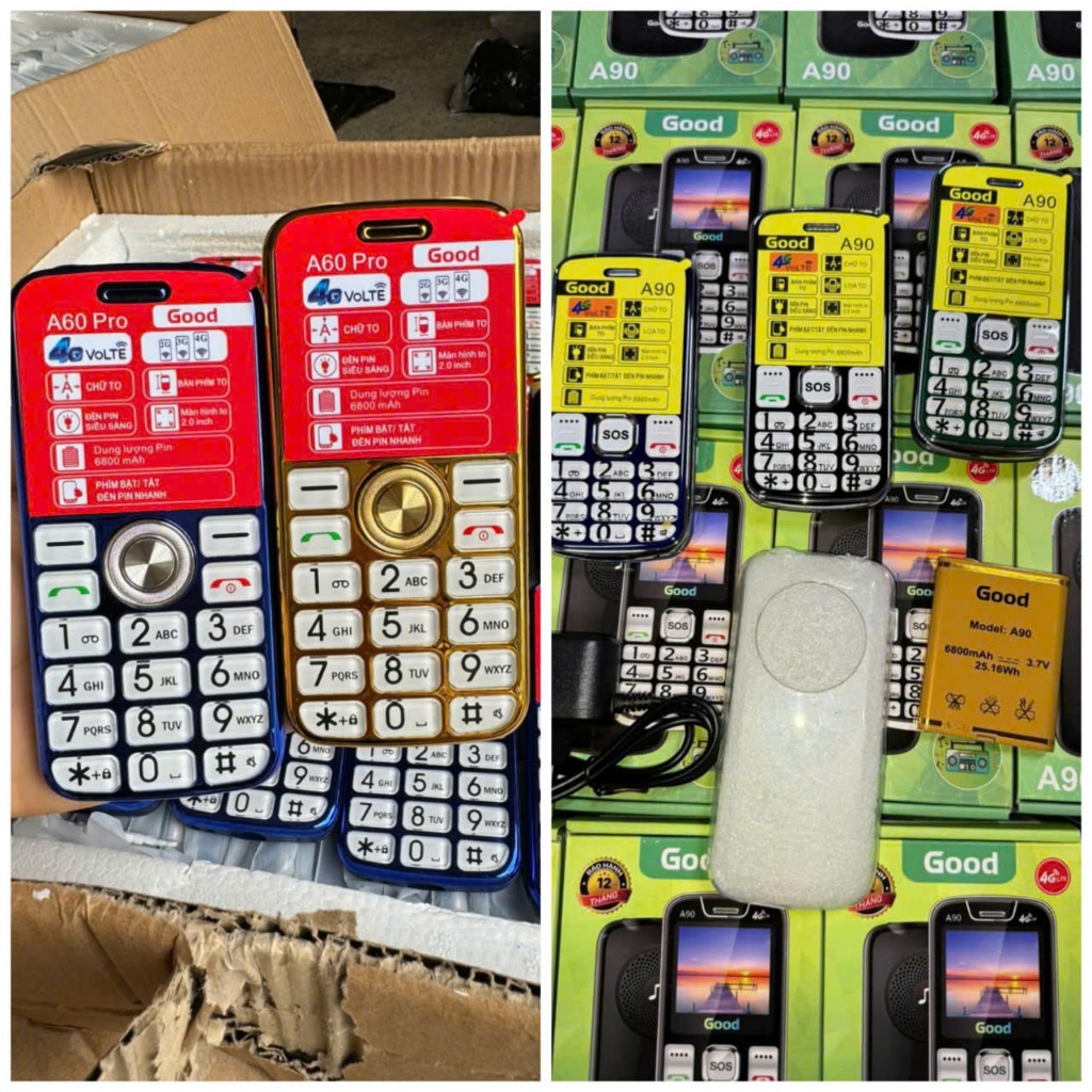 Điện thoại bàn phím A60 Pro  A90 Dành cho người già cao tuổi sóng 4G - Màn 2.6 - Pin 7800mah - FM