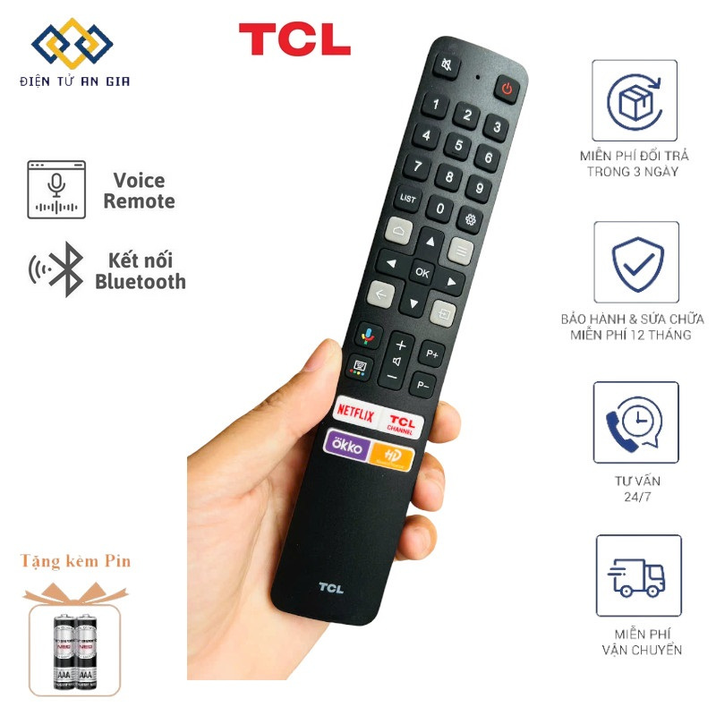 [HÀNG CHÍNH HÃNG PHÍM ÊM] Điều khiển GIỌNG NÓI TV TCL NÚT OKKO - TCL CHANEL SMART TV TCL TẶNG PIN