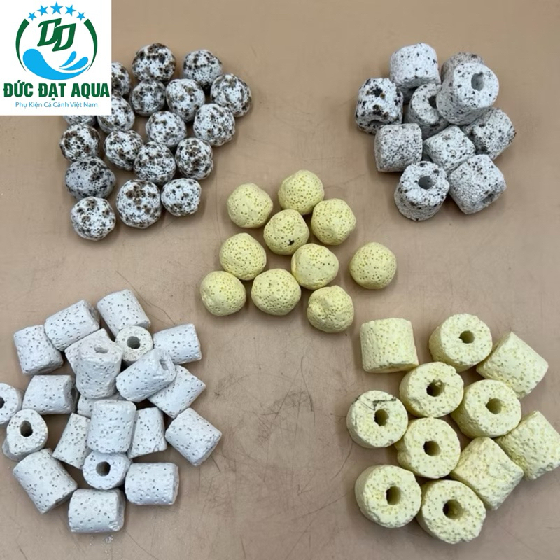 vật liệu lọc sứ trụ muối  tiêu và sứ bi vàng 5kg lọc nước bể cá cảnh