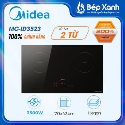 Bếp từ 2 vùng nấu Midea MC-ID3523 - Công suất 3500W - Tự ngắt điện khi nước tràn