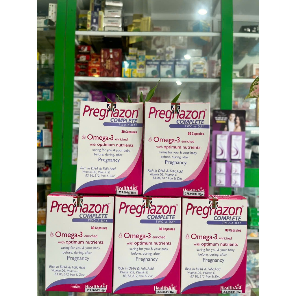 Pregnazon HealthAid - Bổ sung vitamin, khoáng, omega, sắt...cho phụ nữ mang thai - 30v - NT Bình An