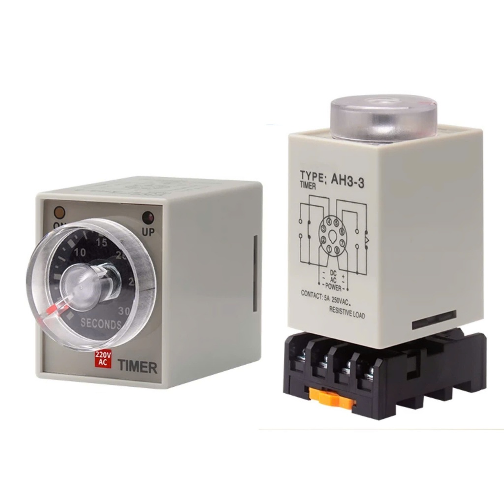 Rơ Le Thời Gian 220V CKC AH3-3 Kèm Đế