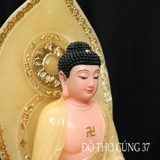 ( CAO 30 CM ,Đế Vuông ) TƯỢNG PHẬT A DI ĐÀ VÀNG THẠCH ANH CHẤT LIỆU BỘT ĐÁ - HÀNG NHẬP KHẨU