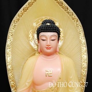 ( CAO 30 CM ,Đế Vuông ) TƯỢNG PHẬT A DI ĐÀ VÀNG THẠCH ANH CHẤT LIỆU BỘT ĐÁ - HÀNG NHẬP KHẨU