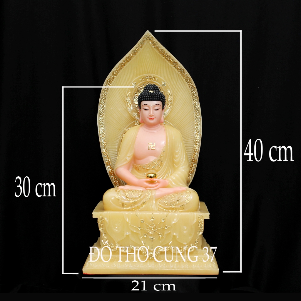 ( CAO 30 CM ,Đế Vuông ) TƯỢNG PHẬT A DI ĐÀ VÀNG THẠCH ANH CHẤT LIỆU BỘT ĐÁ - HÀNG NHẬP KHẨU