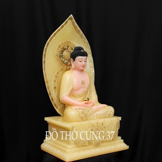 ( CAO 30 CM ,Đế Vuông ) TƯỢNG PHẬT A DI ĐÀ VÀNG THẠCH ANH CHẤT LIỆU BỘT ĐÁ - HÀNG NHẬP KHẨU