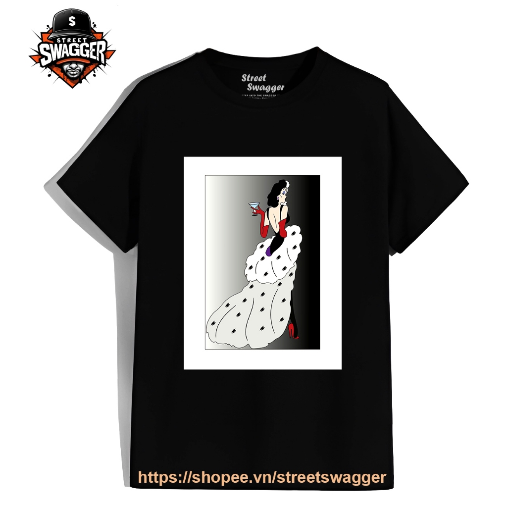 Áo thun Nam Nữ Cruella DEVILLE Fan Art Classic