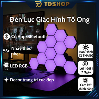 Đèn Led trang trí Lục Giác lắp ghép gắn tường RGB cảm biến âm thanh, kết nối APP, kèm củ sạc