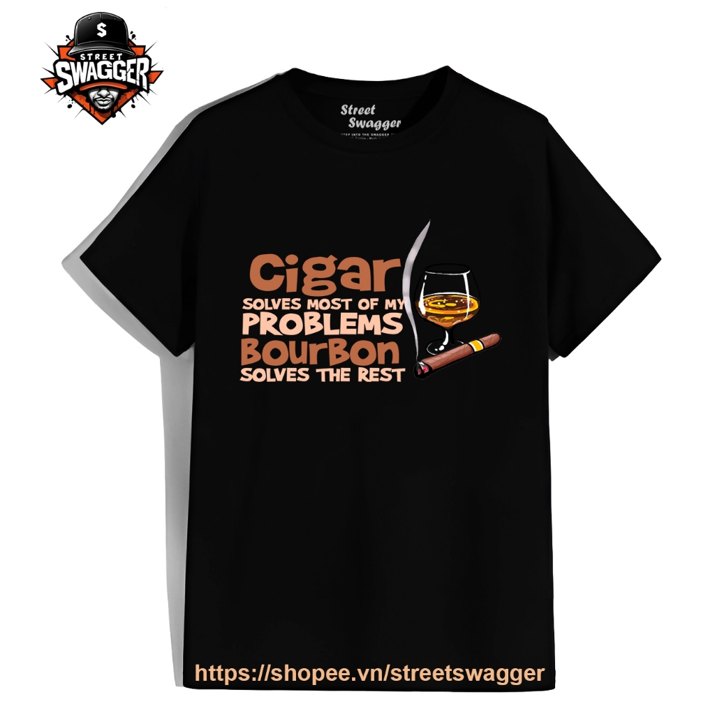Áo thun Nam Nữ Cuban CigarBourbon Whiskey Cigar Smoker