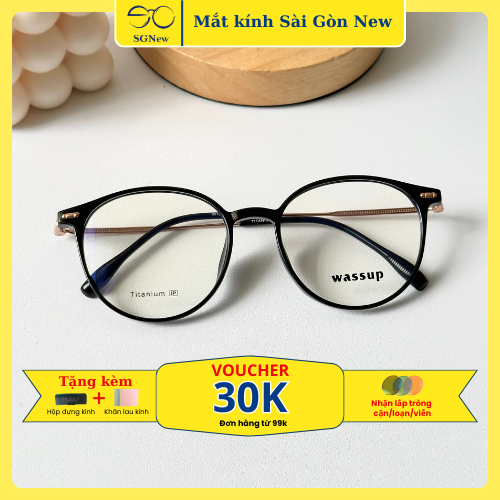 Gọng kính Titannium Tròn Nam Nữ Unisex SGNew 90128 Hàn Quốc