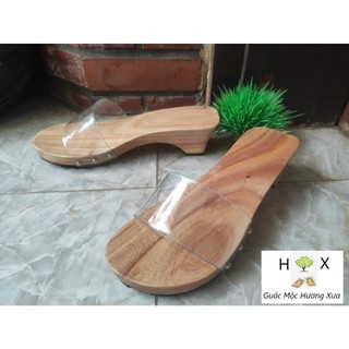 Guốc Gỗ Guốc Mộc Cao 5 Phân Quai Nhung 2 Lớp ( đế cao su 2 lớp )