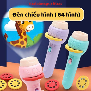 Đồ chơi đèn pin chiếu hình động vật giao thông cây cối full 64 hình (8 thẻ)
