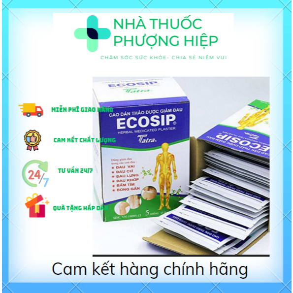 Ecosip Thảo dược, cao dán giảm đau ( hộp 20 gói × 5 miếng )