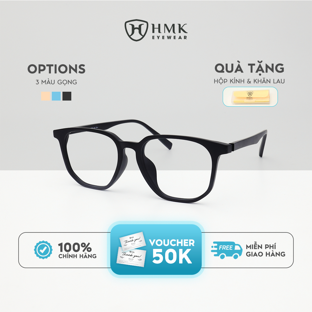 Gọng Kính Cận Vuông HMK Eyewear Chất Liệu Nhựa Bền Bỉ, Viền Kính Dày, Lắp Cận Độ Cao - GN3829