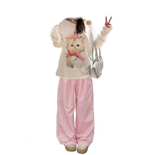 Áo thun giấy tay dài Mamie form rộng cho nữ, chất mỏng nhẹ xuyên thấu co giãn thoải mái.