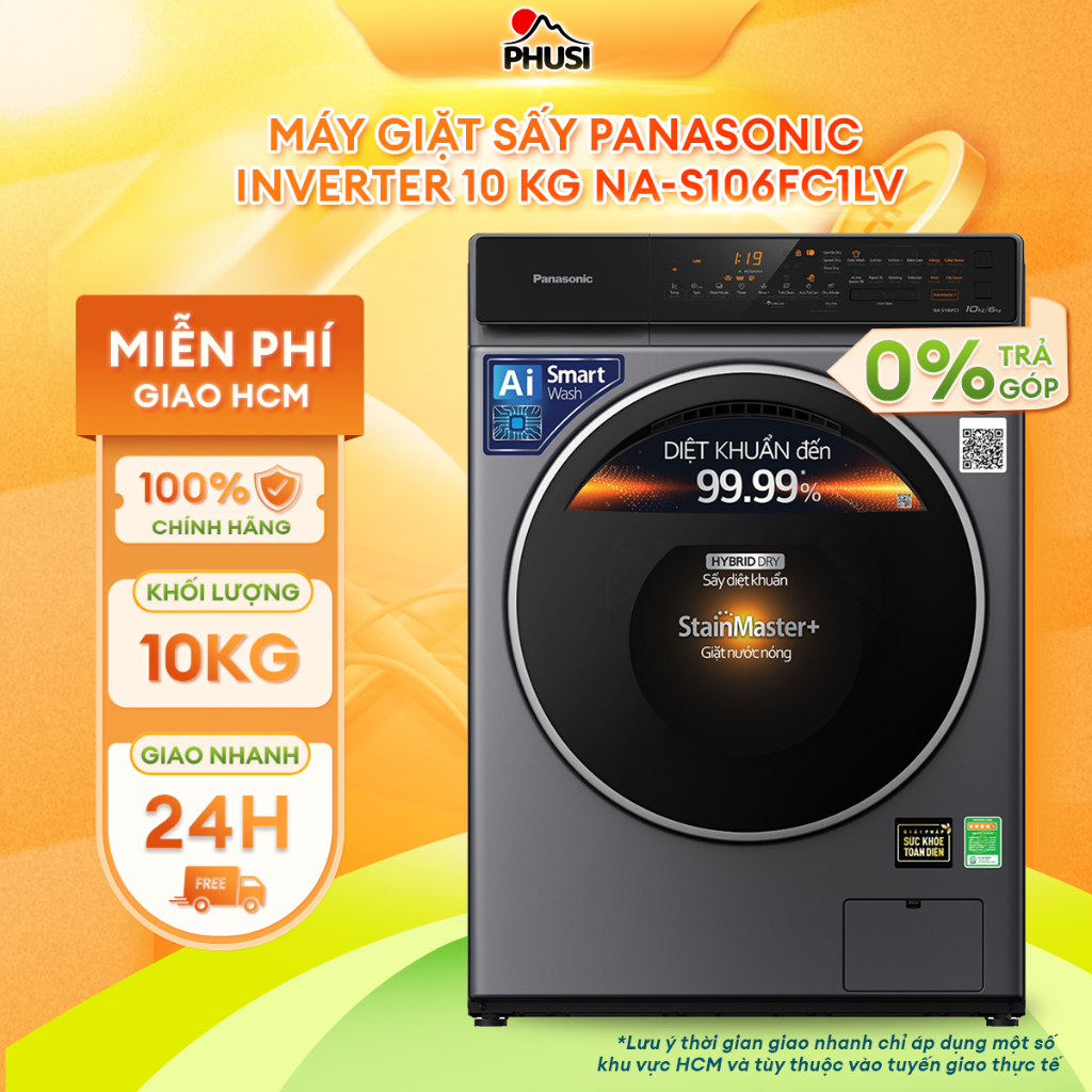 NA-S106FC1LV Máy giặt sấy Panasonic Inverter 10 kg NA-S106FC1LV - [MIỄN PHÍ GIAO LẮP]