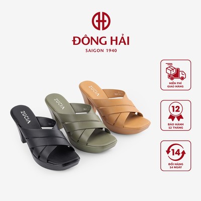 Dép Guốc Cao Gót Quai Đôi Đan Chéo Đông Hải Đế Trụ 9cm Êm Chân - DRX75