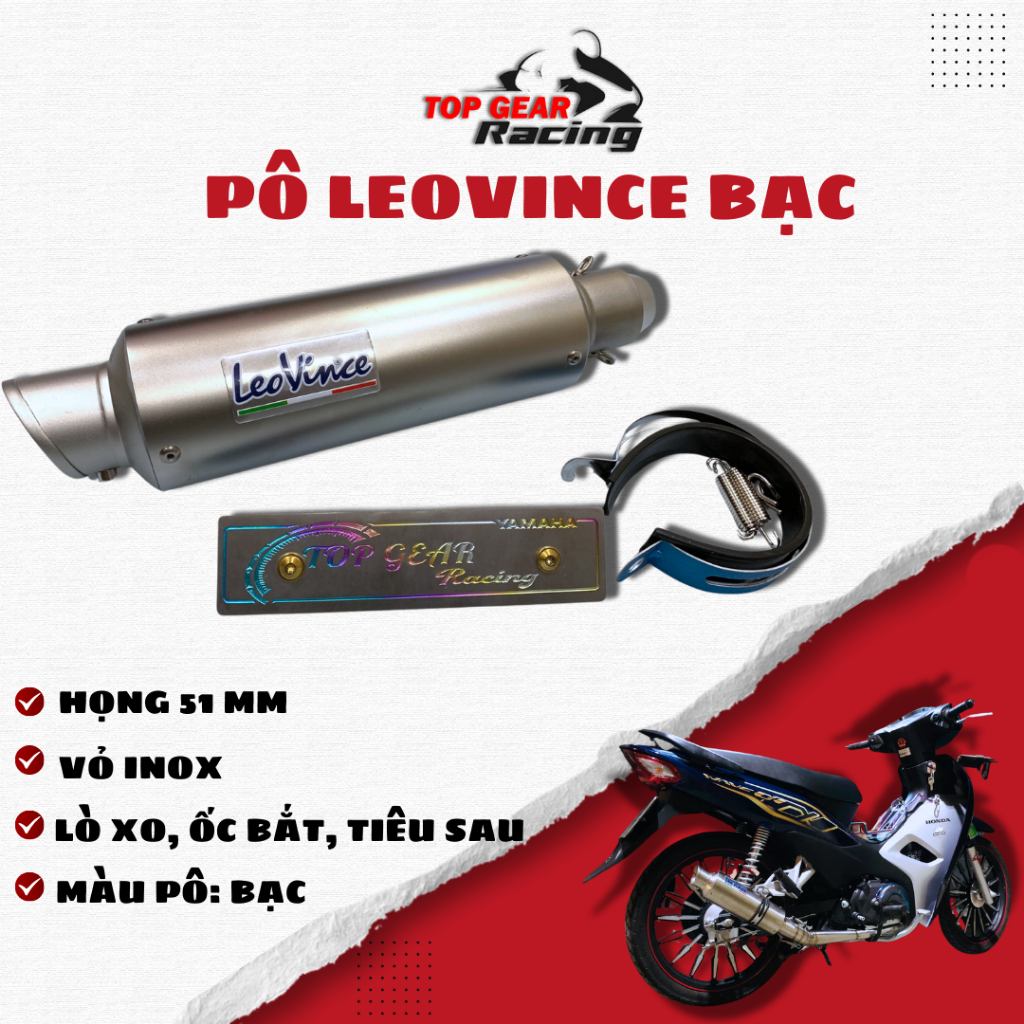 PÔ LEOVINCE BẠC INOX FULLBOX <TOPGEAR>