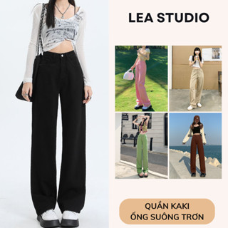 Quần Kaki trơn ống rộng, Quần Baggy Kaki Ống Suông Nam Nữ jean Ống Suông Rộng Trẻ Trung Năng Động Size SML - Lea.studio