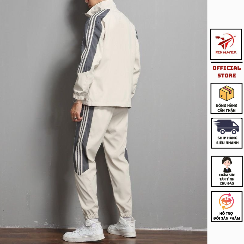 Set Đô Bộ Thể Thao Nam Nữ Red Hunter Chất Vải Gió Chống Nước Nhẹ Kết Hợp Quần Jogger Thể Thao Cao Cấ