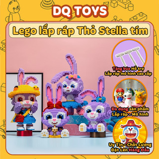 Mô hình đồ chơi trí tuệ lắp ráp thỏ tím Stella tím Lou 3D lắp ghép răng cưa anime lắp ráp 35cm size lớn to cute DQ TOYS