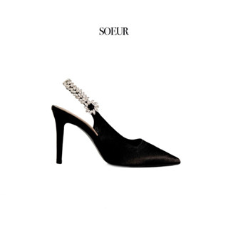 Giày cao gót Soeur Eira Slingback Heels 10cm - Black