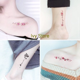 Tattoo hoa + chữ size 10.5 x 6cm nhiều mẫu, Hình Xăm Dán xương quai xanh, Sticker Tattoo Flower HCM