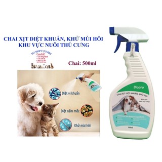  Chai xịt Khử mùi Diệt khuẩn Biopro Chai 500ml Giúp khử mùi hôi diệt khuẩn khu vực nuôi khu vực vệ sinh thú cưng 