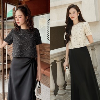 OLV - Áo kiểu trơn ngắn công sở Janey Top 2 màu
