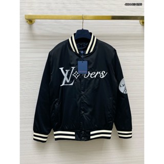 Áo khoác BOMBER LV Nam họa tiết trần bông phối chất gió 2 lớp form chuẩn