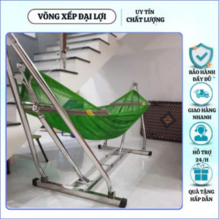 võng xếp inox khung vuông cao cấp  ĐẠI LỢI cỡ lớn chuẩn inox tiến đạt chịu tải 250kg bảo hành 1 năm