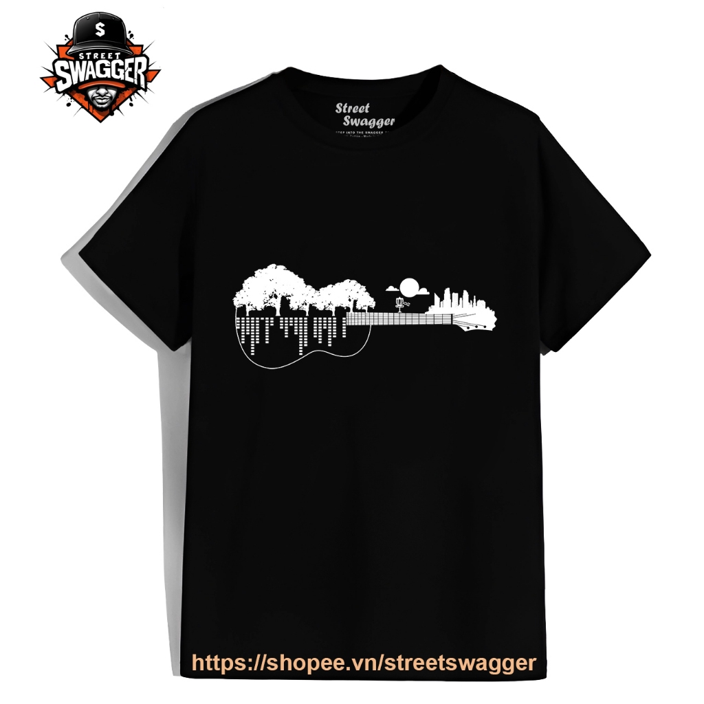 Áo thun Nam Nữ Disc Golf Flying Disc Disc Golf Sunset Guitar Áo thun Nam Nữ