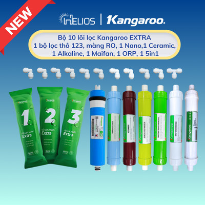 Trọn bộ 10 lõi lọc nước Kangaroo chính hãng dùng cho máy loc nước RO nóng nguội lạnh Kangaroo KG10A3 (123RO5678910)